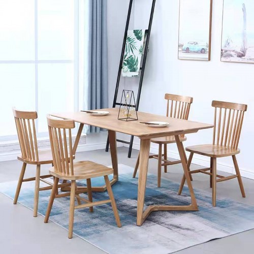 Natural Solid Oak M Shape Dining Table (NEW ARRIVAL)